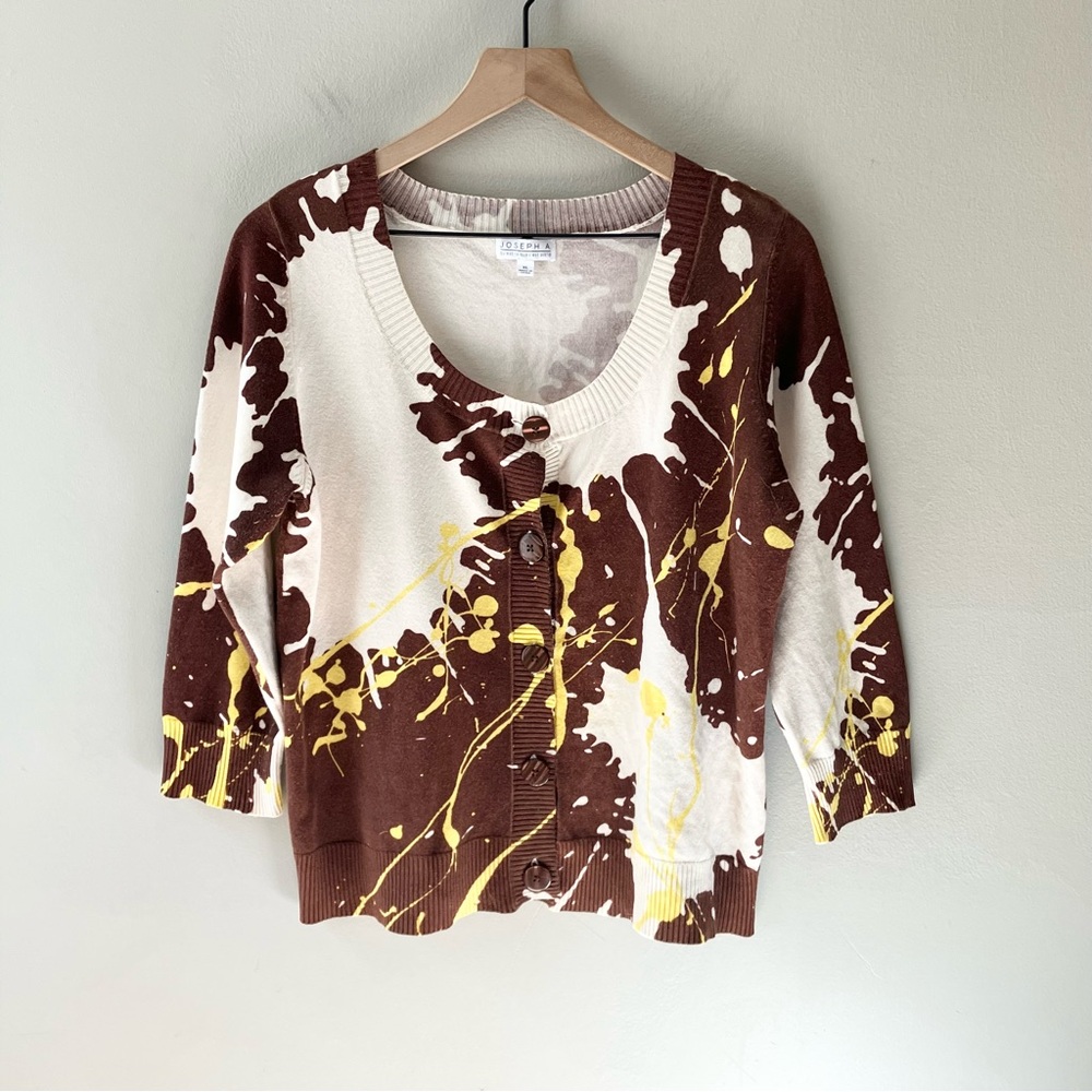 JOSEPH A Splatter Pattern 3/4 Length Sleeve Cardigan
